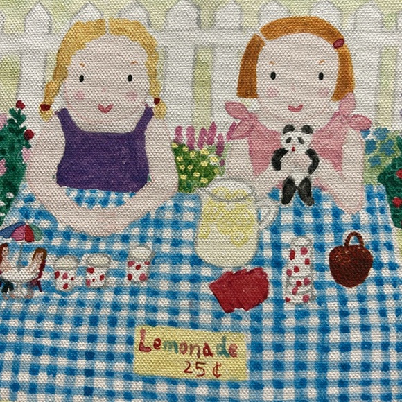 Oopsy Daisy children’s art on canvas by Mari Takabayashi.Girls at lemonade stand - Picture 3 of 11